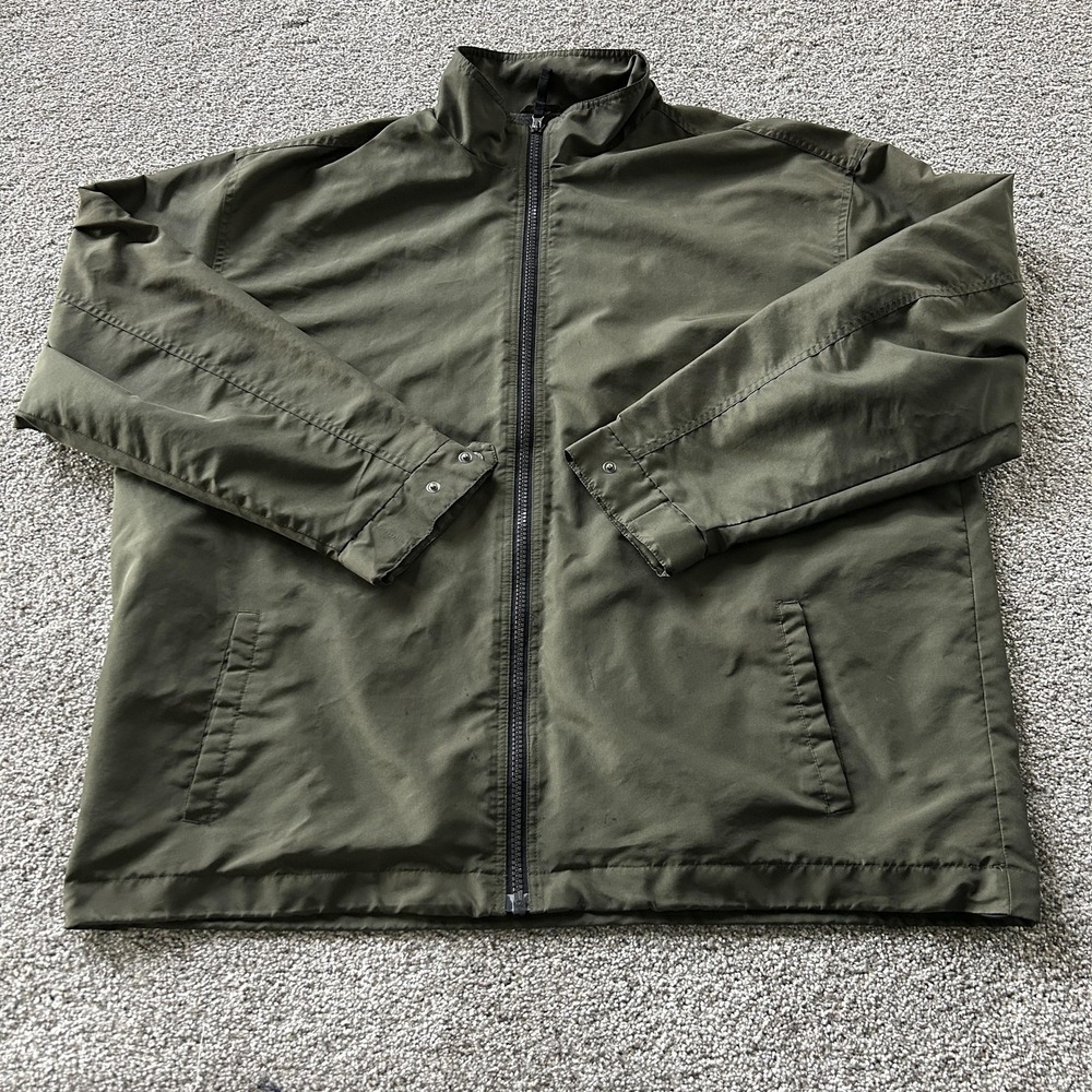 Old Navy Jacket Mens 2XL Green Lined Windbreaker Full Zip Stand Collar Casual